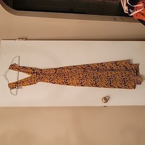 Ankle length, Yellow & Purple flowered Dress